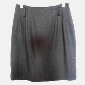 Vintage 90s Skirt Womens 4 Black Charcoal Wool Pencil Lined Mini Slit Belt Loops